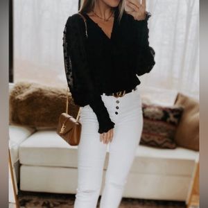 Boutique White Birch black Swiss dot bodysuit